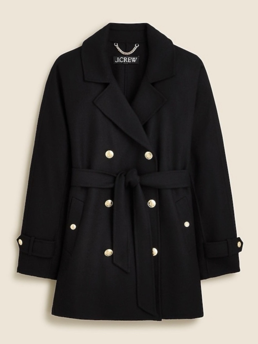 J.Crew Women’s Trench coat in double-faced Wool Black Size CD100 Size XS